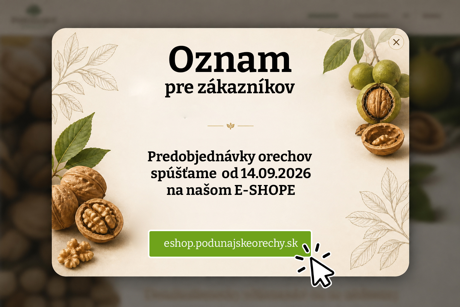 predpredaj vlašských orechov podunajské orechy v roku 2026